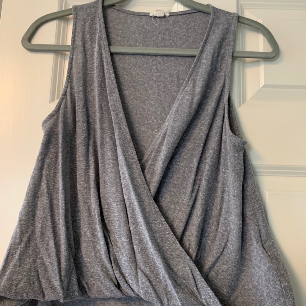 Silence + Noise Gray Crossover tank top